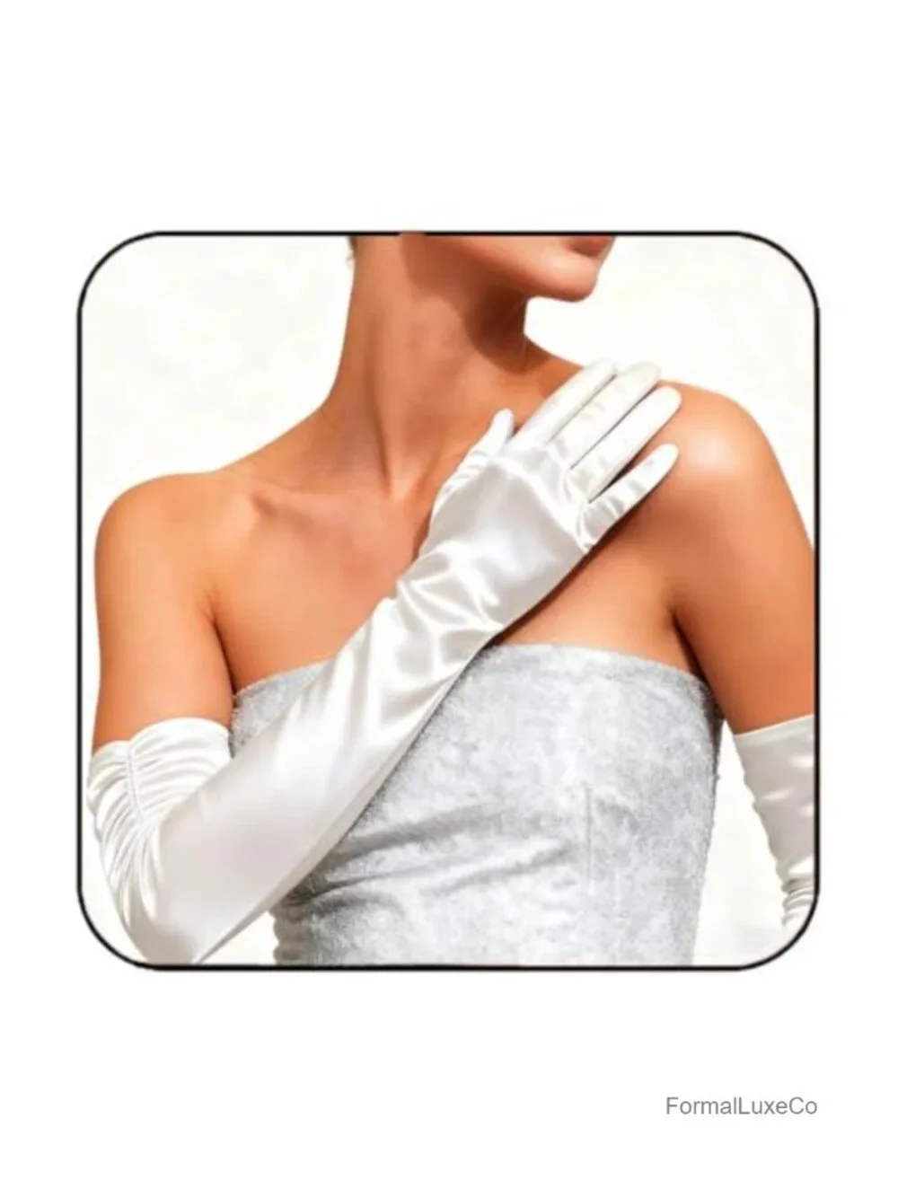Satin Elbow Length Pearl Opera Gloves for Women Bridal
